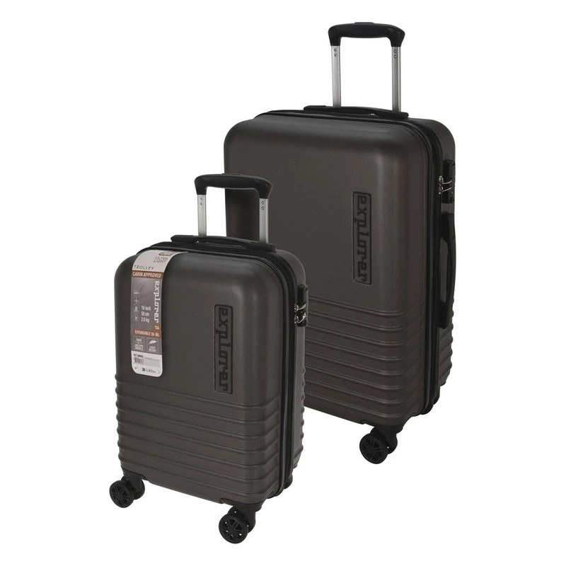 Well Home Set of 2 ABS Trolley Cases 18'' and 22'' Grey, Grey, 52 Y 62 cms, Modern
