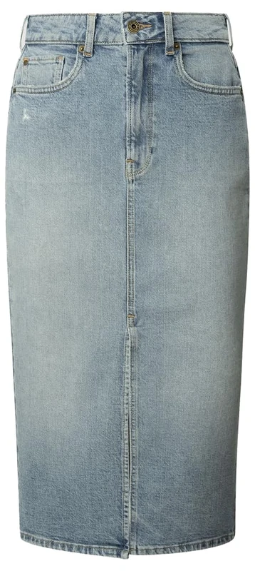Pepe Jeans Women's MIDI Skirt HW Skirt, Blue(Denim-2WB), S