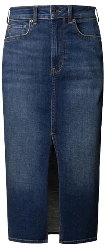 Pepe Jeans Women's MIDI Skirt HW Skirt, Blue(Denim-5FB), XL