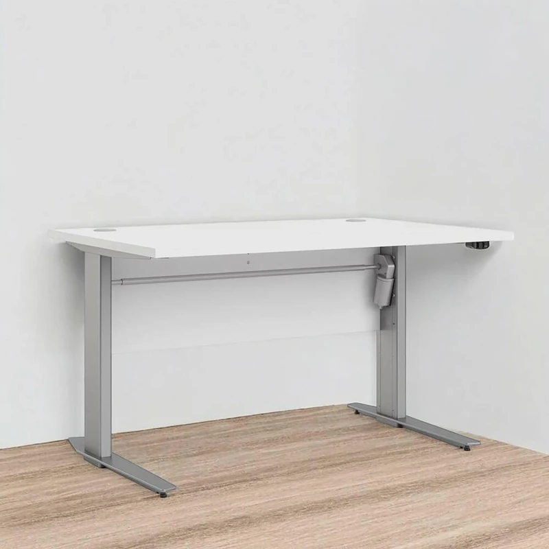 Dmora Philomene Desk, Multipurpose Writing Desk, Office Table for PC Holder, Worktop, 120 x 80 x H 75 cm, White and Grey