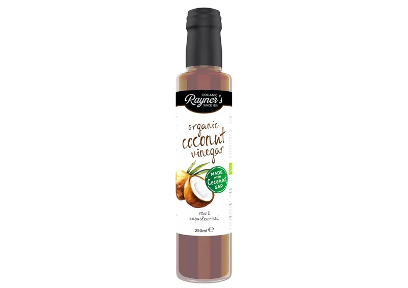 Rayner's Organic Raw Coconut Vinegar, 6 x 250 ml – Organic, Made with Coconut Sap, Raw, Gluten-Free & Vegan