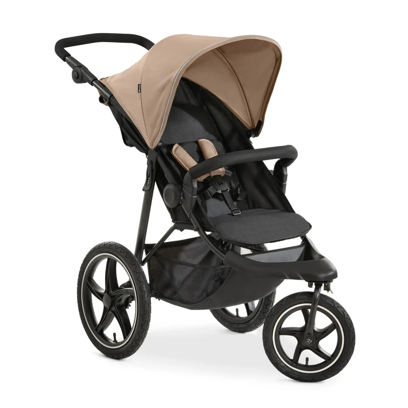 hauck Runner 2, Mocha - Robust All Terrain Pushchair with Raincover, XL Pneumatic Air Wheels, UPF 50+, Reclining Backrest from Birth up to 22 kg, Height-Adjustable Handle, XL Mesh Window