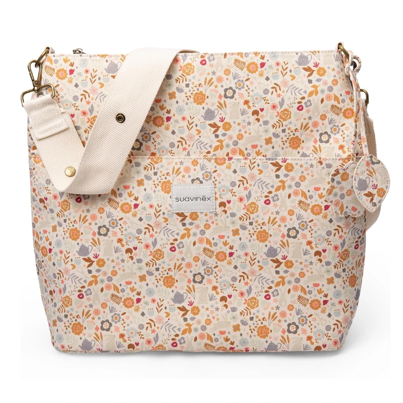 SUAVINEX, Maternity Tote Bag, Large Capacity Baby Trolley Bag, Adjustable Handles to Stroller, Zipper Closure, Ideal Stroller, Waterproof, with Inner Pockets, Floral