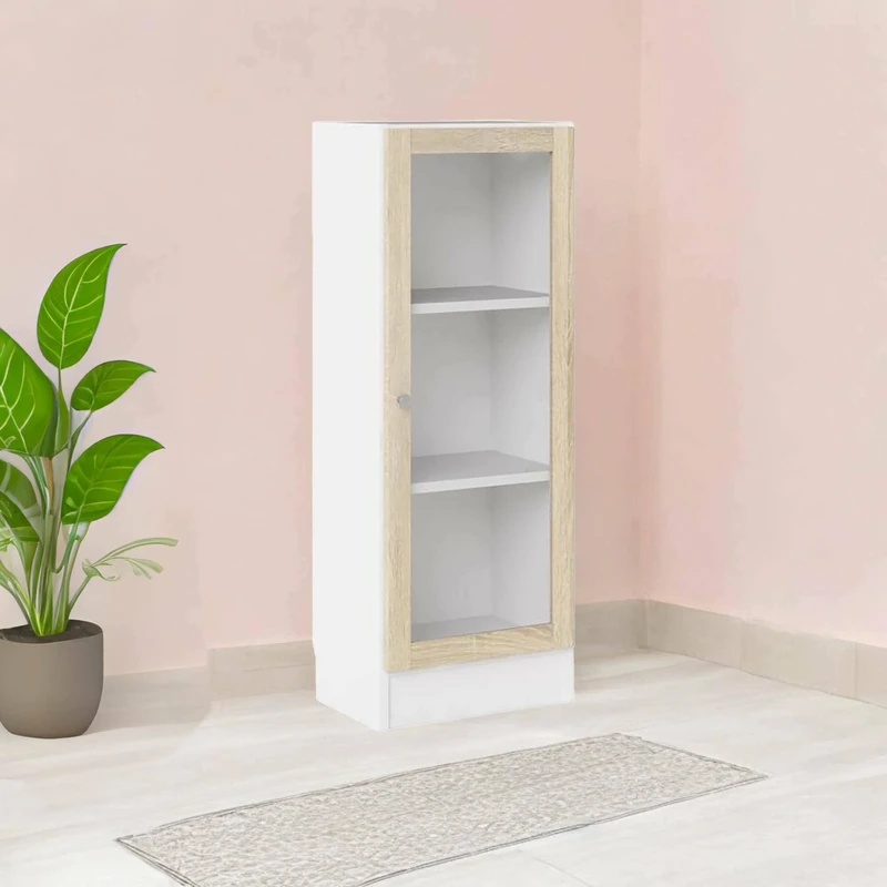 Dmora Alexiane Bookcase, Office Shelf, Bookcase, Bookcase, 41 x 28 x H 107 cm, White and Oak