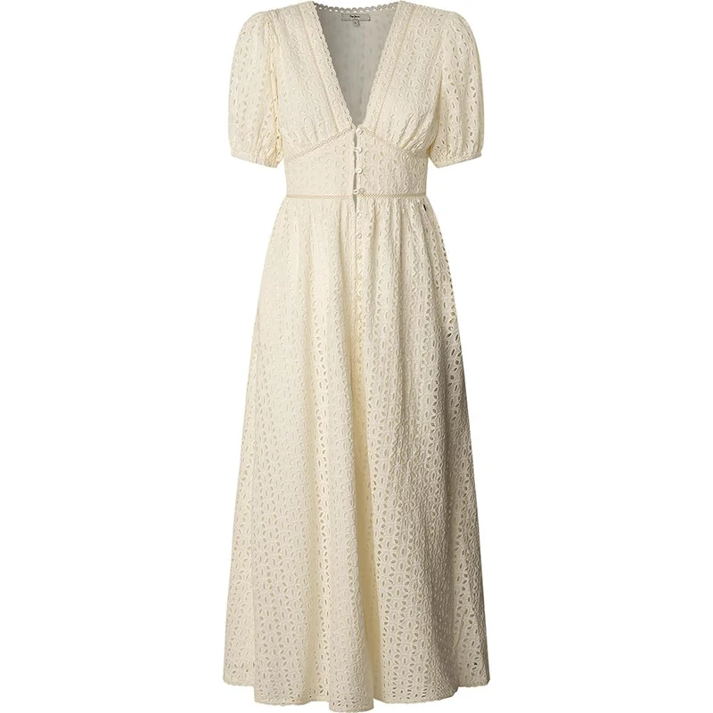 Pepe Jeans Women's Oprah Dress Dress, Beige(Whitewash White), XS - Image 1