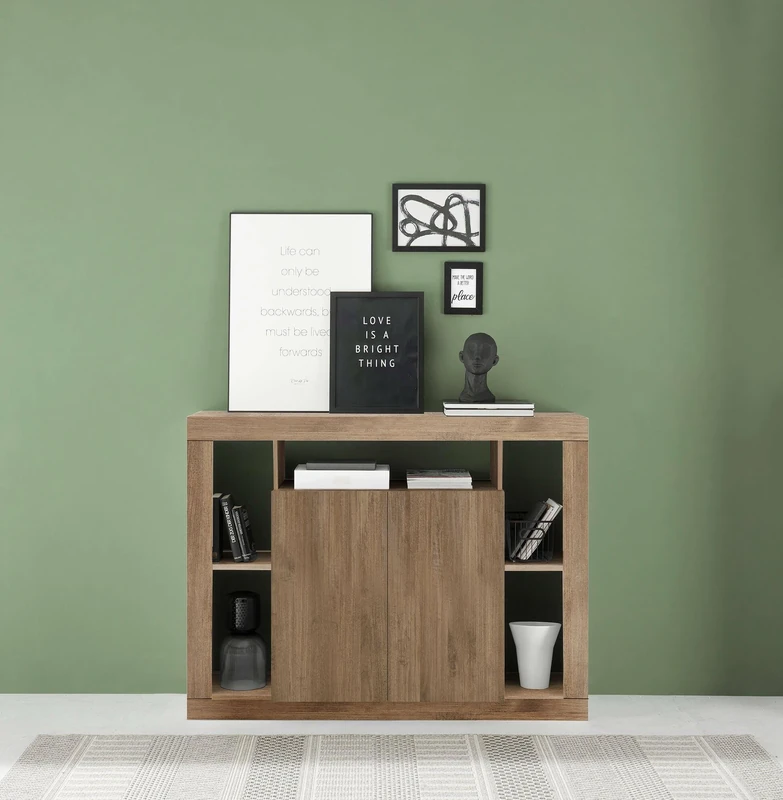 Dmora Comabbio, Buffet Sideboard, Living Room Sideboard, Kitchen Pantry, Made in Italy, 134 x 42 x 102 cm, Oak