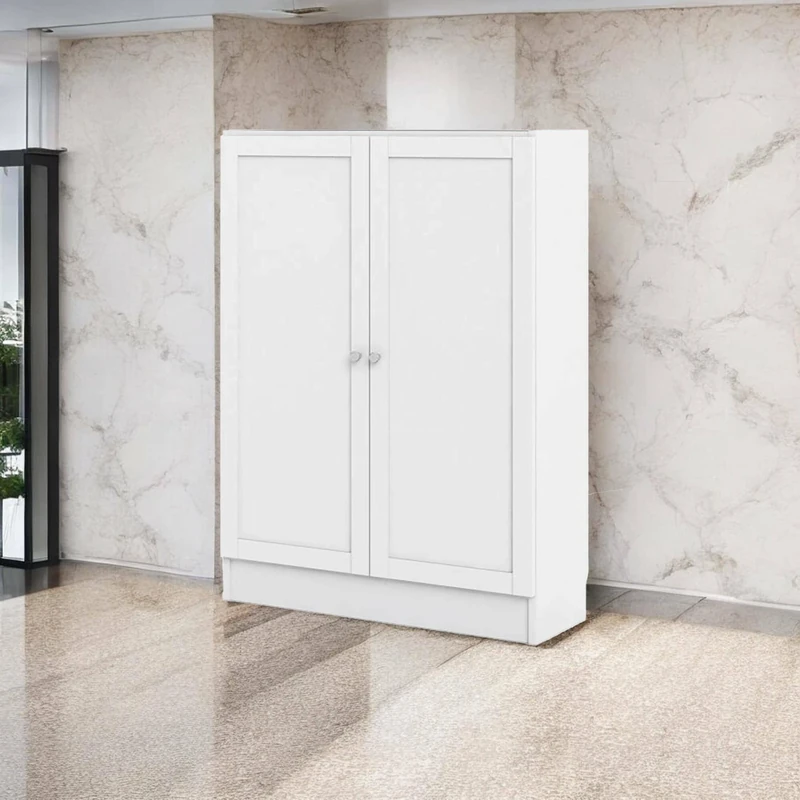 Dmora Ambre Bookcase, Office Shelf, Bookcase, Library, 79 x 28 x H 107 cm, White