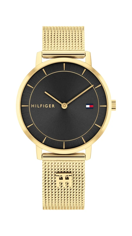 Tommy Hilfiger Two Hand Quartz Movement Watch for Women with Gold Colored Stainless Steel Mesh Bracelet - 1782739