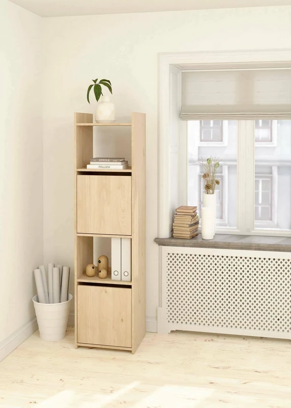 Dmora Clark Bookcase, Office Shelf, Bookcase, Library, 40 x 34 x H 155 cm, Oak