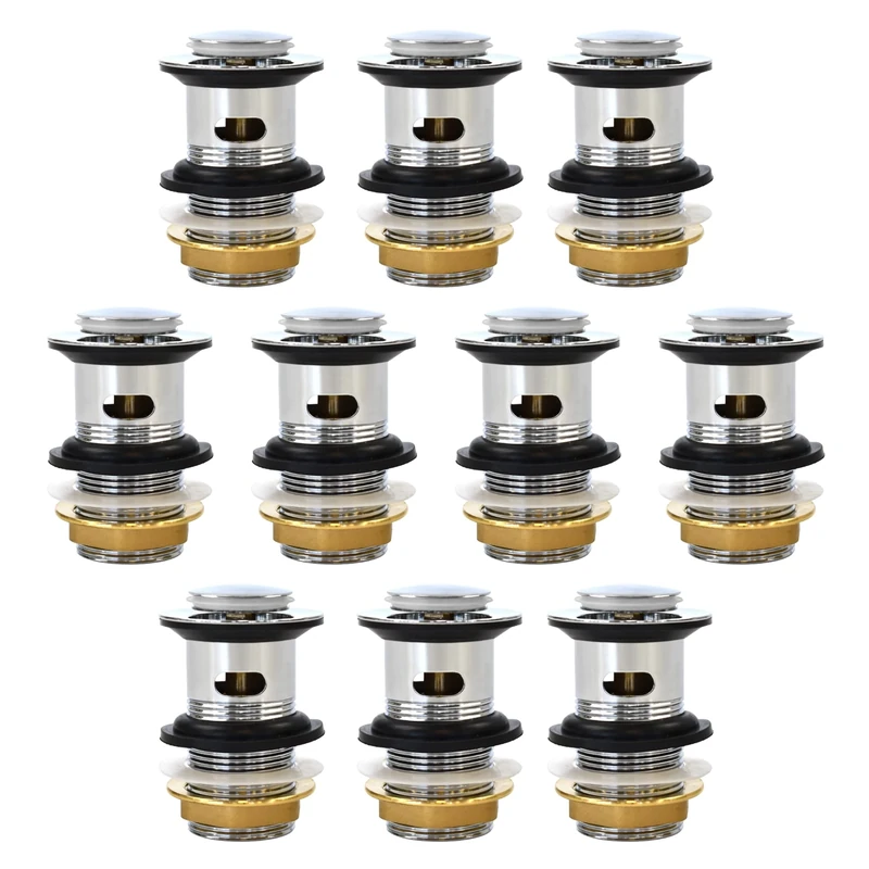 Xcel Home Replacement Slotted Chrome Click Clack Basin Waste | Brass Pop Up Sink Basin Plug | Standard G 1 1/4" BSP Connection (Standard | 10 Waste)