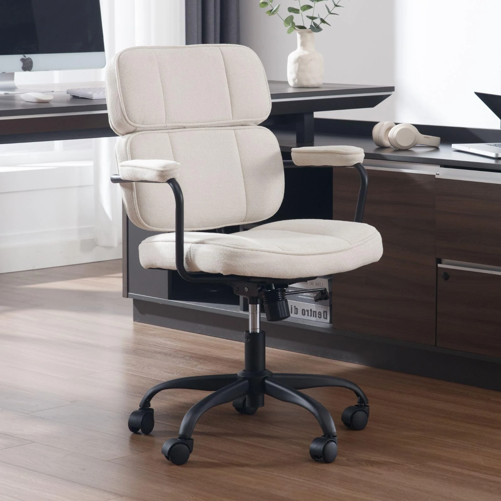 chairus Home Office Chair Ergonomic Swivel Desk Chair in Chenille Fabric Adjustable Height Computer Chair for Study Room (Beige)