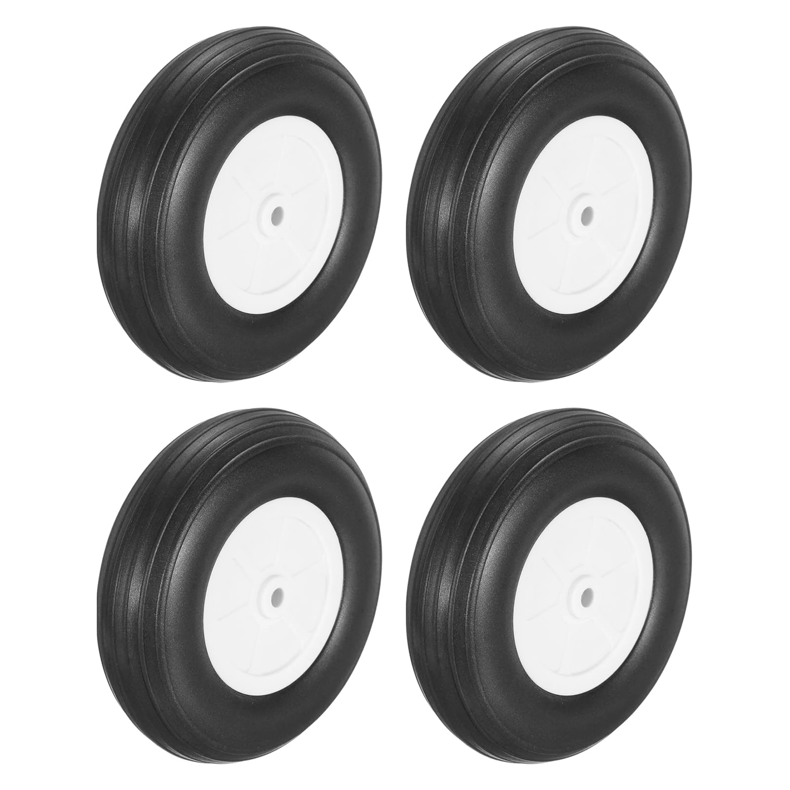 sourcing map 4 Pcs RC Airplane Wheels, 4 Inch OD RC Plane Parts Wheels Model Airplane Light PU Sponge Tire Tail Foam Wheel for DIY RC Model Plane Aircraft