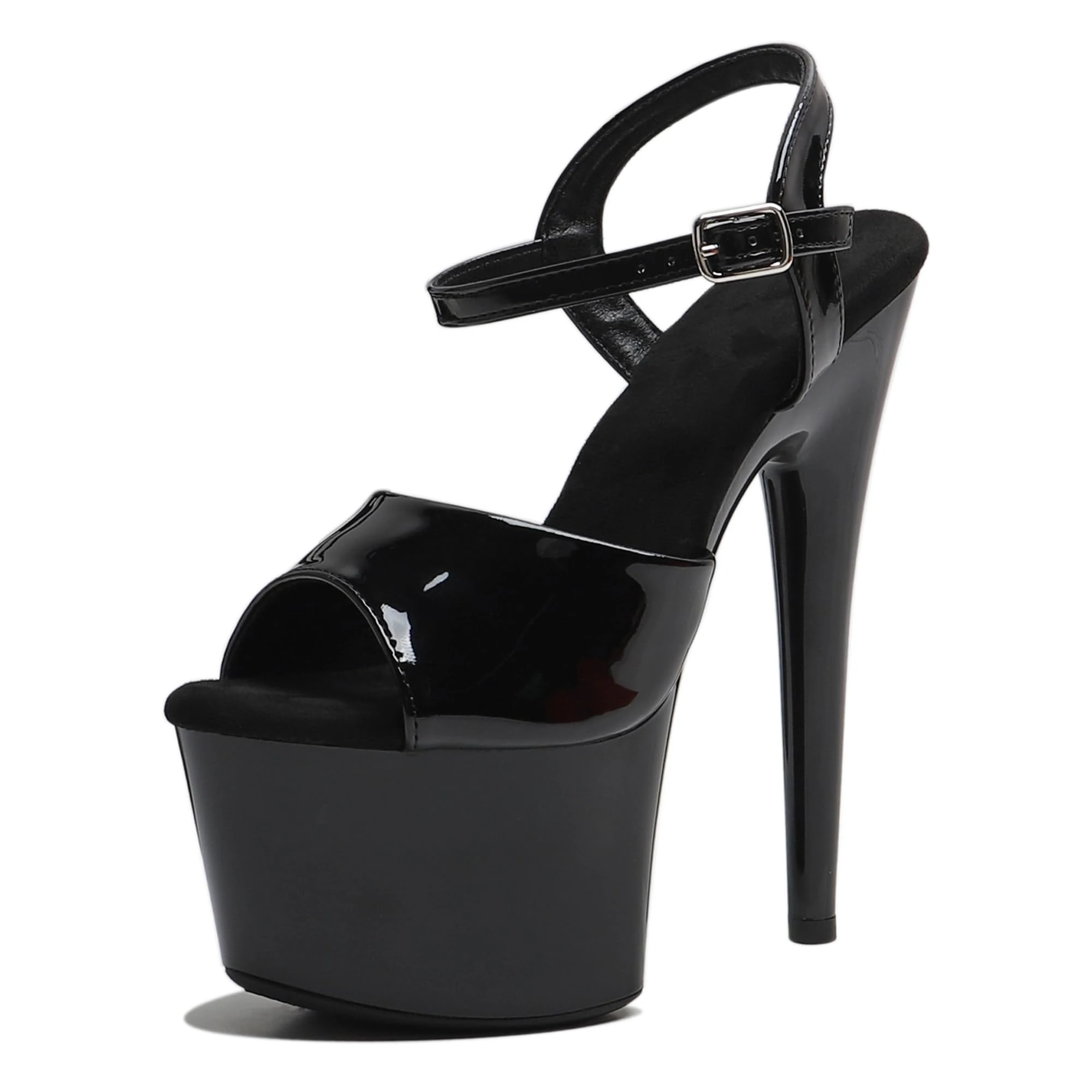 WUXIN H&P Women's 7 in Platform Sandal Heels Ankle-Strap Sexy,7 in Pole Dance High Heel Platform,17 cm Exotic Platform Pole Dancer Heels Shoes Stiletto, Black, 7 UK