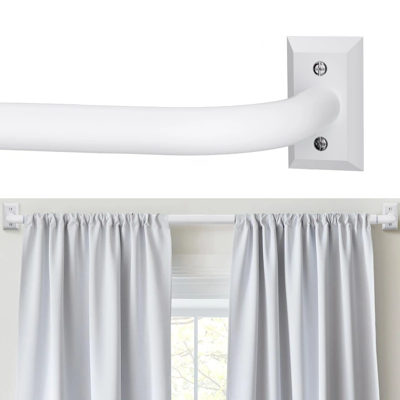 ZYRW Blackout Curtain Rod for Windows 66 to 152 Inch - White