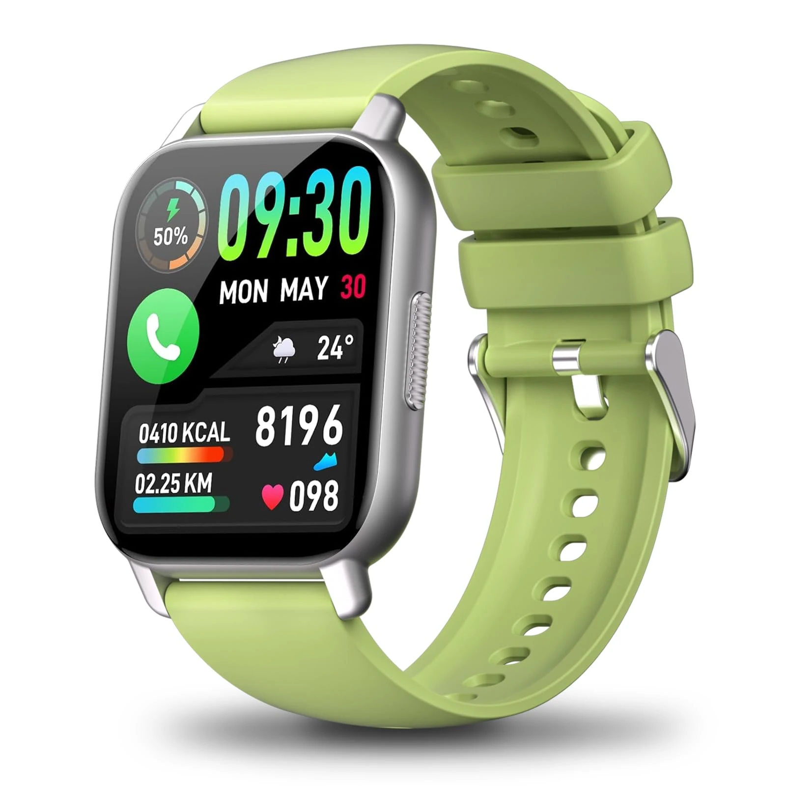 Smart Watch for Men Women with Bluetooth Call/Message Reminder, Fitness Watch 1.85" Touch Screen, Heart Rate/Sleep/Spo2/Calories/Steps Monitor, 112+ Sport Mode, Activity Tracker for Android/iOS, Green