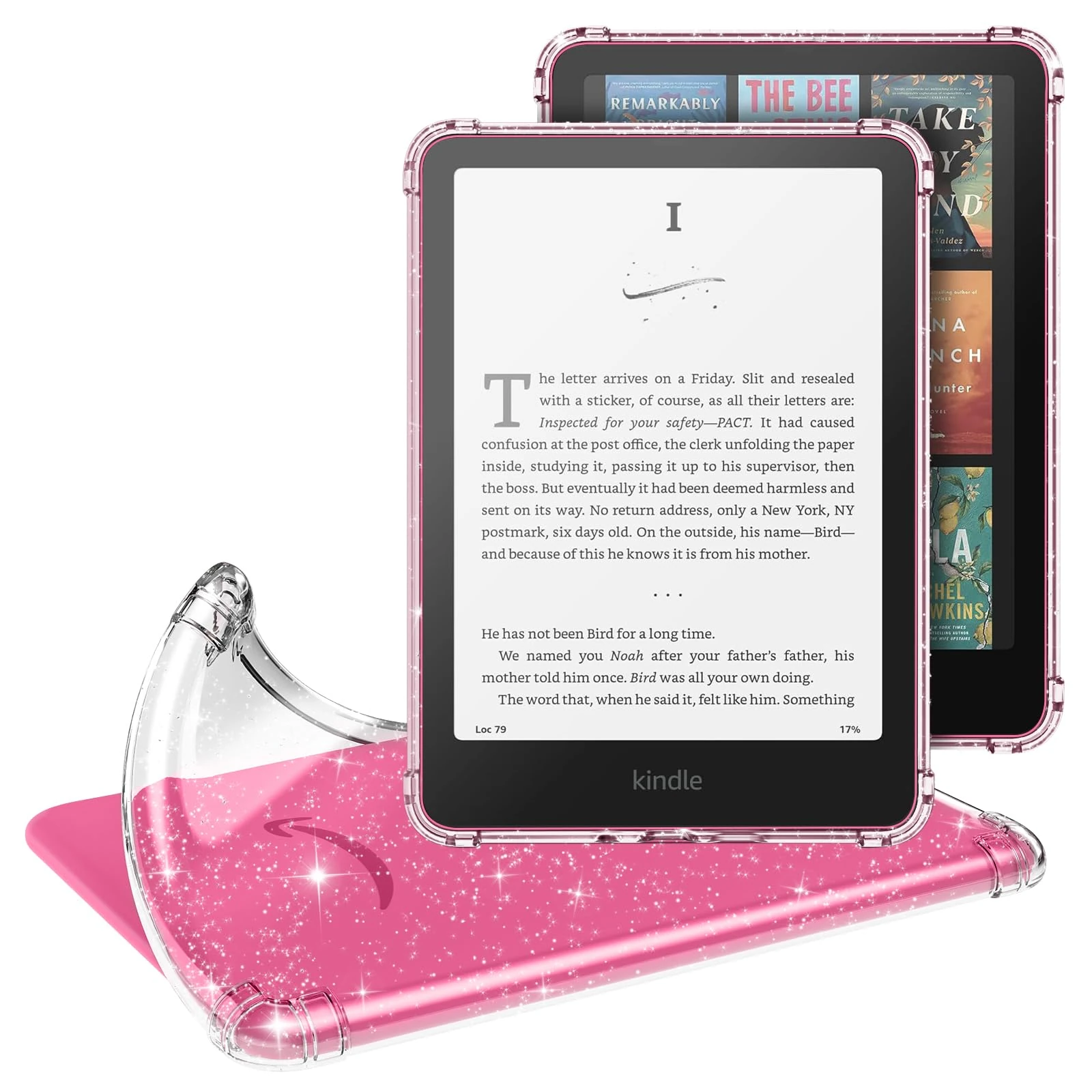 MoKo Case for All-new 7" Kindle Paperwhite (12th Generation-2024) and Kindle Colorsoft Signature Edition 2024 Ultra Thin Clear Flexible Transparent TPU Skin Bumper Back Cover Shell, Clear Glitter