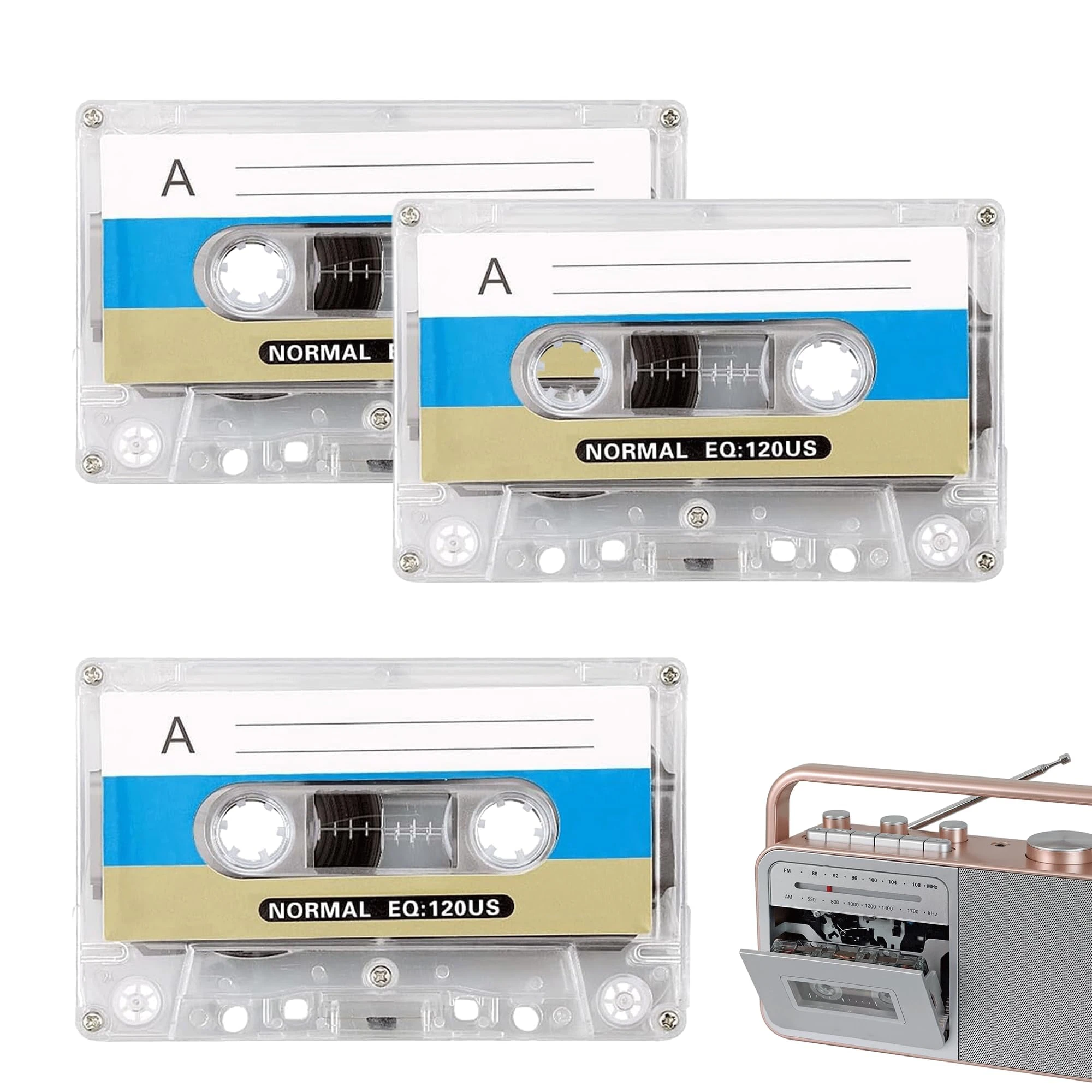 3PCS Cassette Tapes plastic Blank Cassette Tapes Blue Cassette Recorder of 90 Min Recording Time Low Noise Surface Walkman Data Cartridge Normal Bias Micro Voice Music Radio