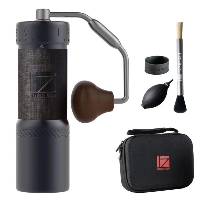 1Zpresso J-Ultra Manual Coffee Grinder Iron Gray, Conical Burr, Foldable Handle, Magnet Catch Cup Capacity 40g, Numerical Adjustable Finely Setting, Faster Grinding Efficiency Ideal for Espresso