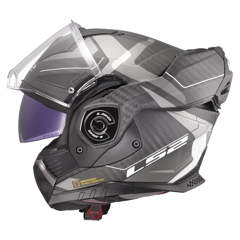 LS2 FF901 Advant X Carbon Black Modular 180° Flip Front Dual Visor Full Face Motorbike Helmet Sport. ECE 22.06 Certified. Pinlock and Backpack Carry Bag - HORIZON SILVER GREY - M (57-58cm)