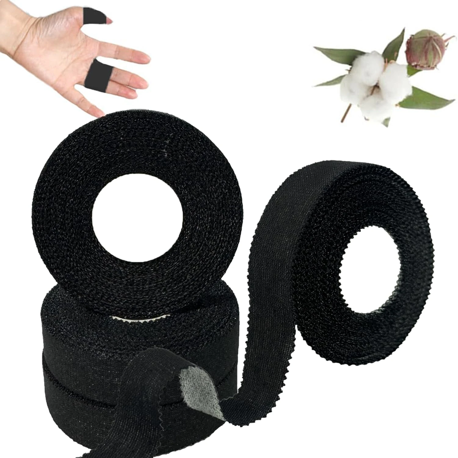 ANAMPION Zinc Oxide Tape 4 Rolls - 1.5cm x 10m Athletic Bandage Breathable Wrist Finger Tape Easy Tear Athletic Sports Tape for Jiu Jitsu, Bouldering, Rock Climbing (Black)