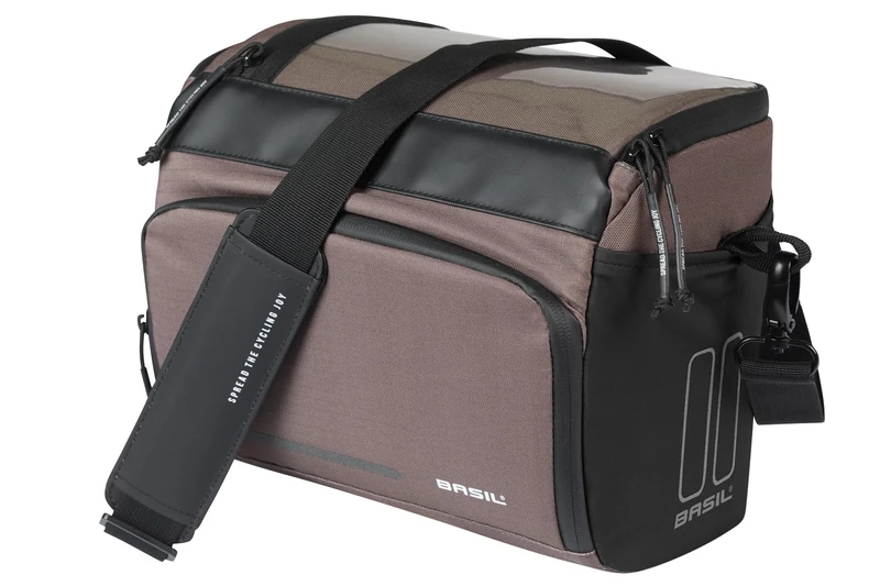 Basil Move KF 7-8L Brown Water Resistant Recycled Polyester Handlebar Bag with KF Adapter Plate Ideal for Everyday Use