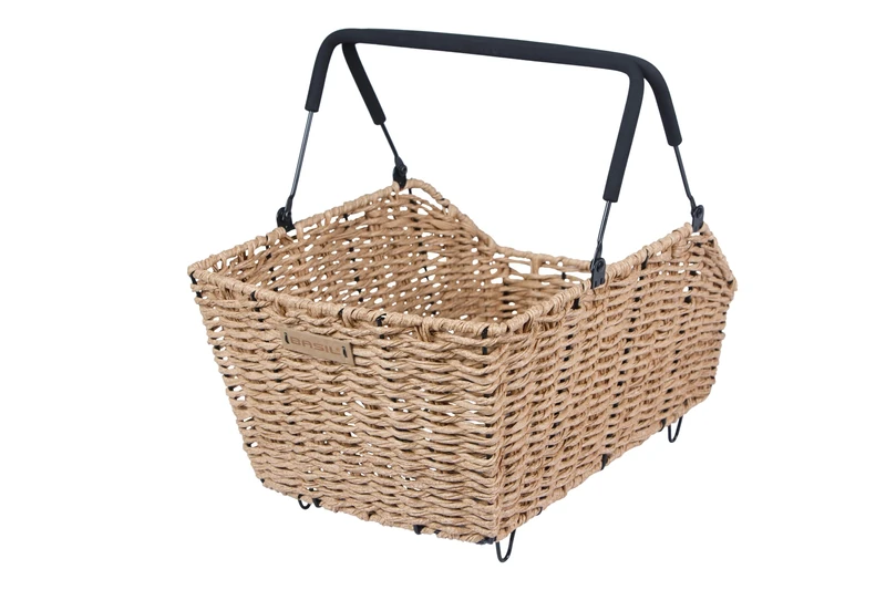 Basil Cento Bicycle Basket - Rear Wheel - Multi System - Rattan Look - Weatherproof - 22 Litres - Tan