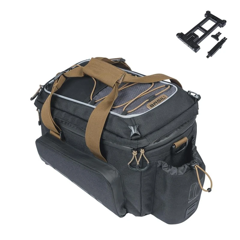 Basil Miles XL Pro MIK Pannier Rack Bag - 9-36L - Waterproof - Includes Lockable MIK System - Ideal for Long Tours - Black/Brown