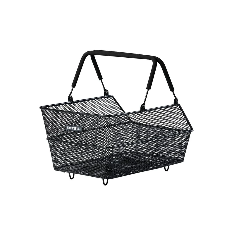 Basil Cento MIK Bicycle Basket Black - Lockable MIK System Included, Weatherproof, Robust, 21 Litre Volume, Ideal for Pannier Rack and Daily Use