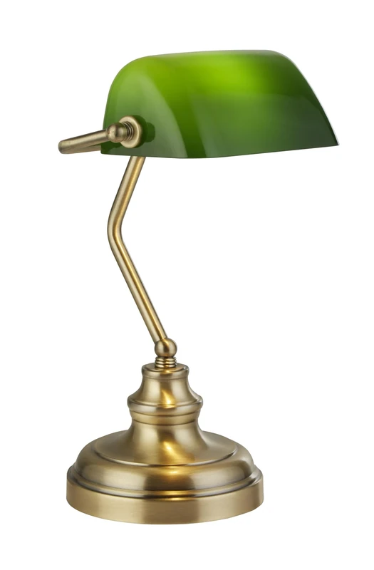 Lighting Collection Bankers Table Lamp, Gold & Green