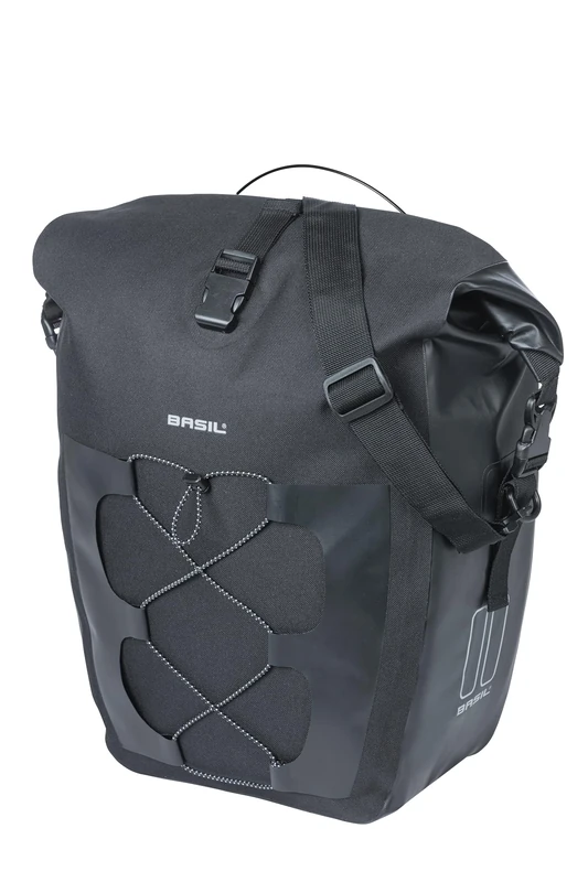 Basil Move MIK Studs 15L Black Water Resistant Bicycle Shoulder Bag with MIK Studs System Ideal for Commuting and Leisure