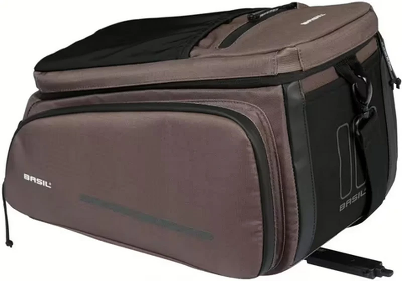 Basil Move Pannier Rack Bag - MIK System - 10-26 Litre - Water Resistant - Brown