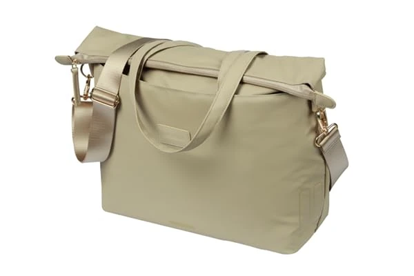 Basil Manhattan Bicycle Handbag - 12 L, Beige, Waterproof, Made from Recycled Polyester (IPX3), Ideal for Commuting and Everyday Use