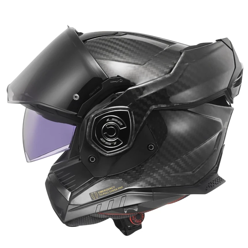 LS2 FF901 Advant X MATT Carbon Black Modular 180° Flip Front Dual Visor Full Face Motorbike Helmet Sport. ECE 22.06 Certified. Pinlock and Backpack Carry Bag - S (55-56cm)