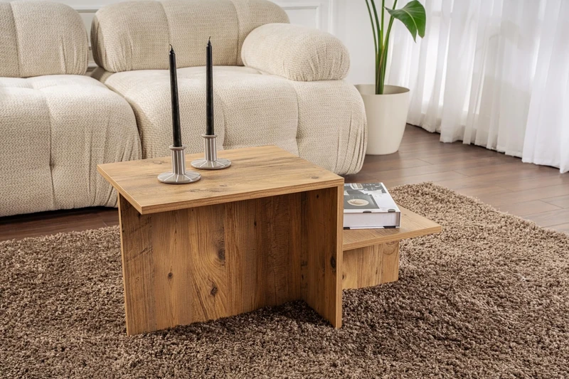 Modern Rustic Coffee Table, Atlantic Pine, 80 x 40 x 40 | Made from 100% Melamine Coated Particle Board, Thickness: 18 mm | Perfect for Modern Home Office & Study Spaces, Elegant and Functional Design