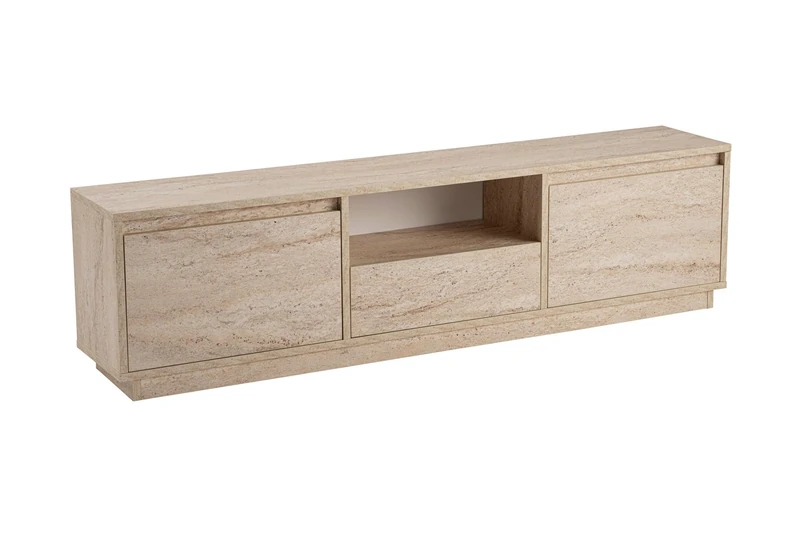 Stylish and Sturdy TV Stand, Travertine, 160 x 42 x 18 cm, Made from 100% Melamine Coated Particle Board, Thickness: 18 mm, Perfect for Modern Home, Office & Study Spaces, Elegant and Functional - Image 1