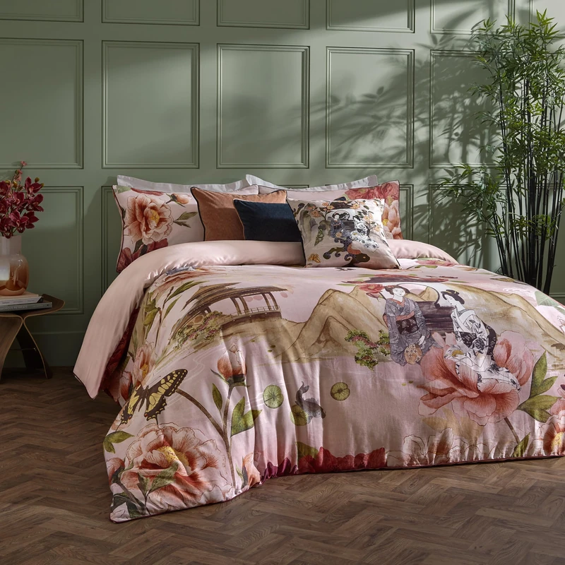 Paoletti 100% Cotton Geisha Floral Duvet Cover Set