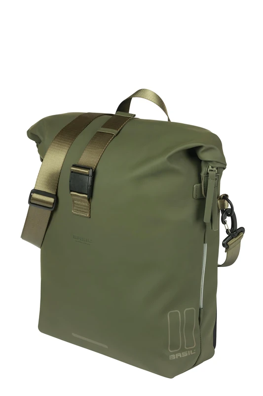Basil SoHo MIK Studs 17L Green Waterproof Bicycle Shoulder Bag with MIK Studs System Ideal for Work and Leisure