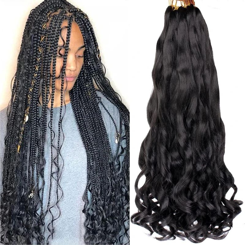 Long Purple Braiding Hair Pre Stretched - Hair Extensions for Braids Synthetic Braiding Hair for Stage Party Halloween Costume Cosplay (#1B, 16Inch (Pack of 6))