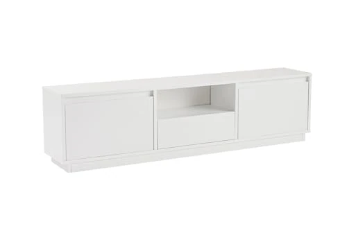 Hanah Home TV Stand, Melamine, Natural White, One Size