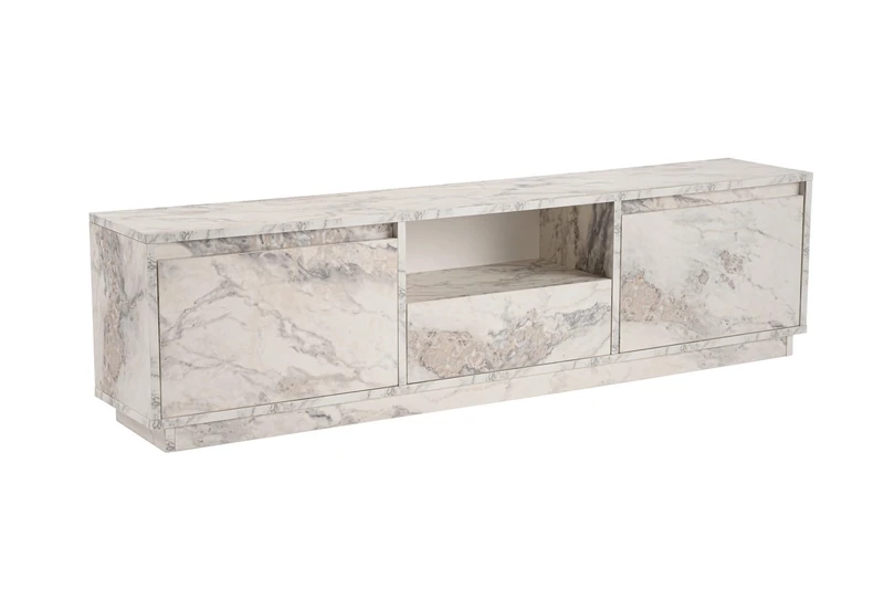 Hanah Home TV Stand, Melamine, Freesia Marble, One Size