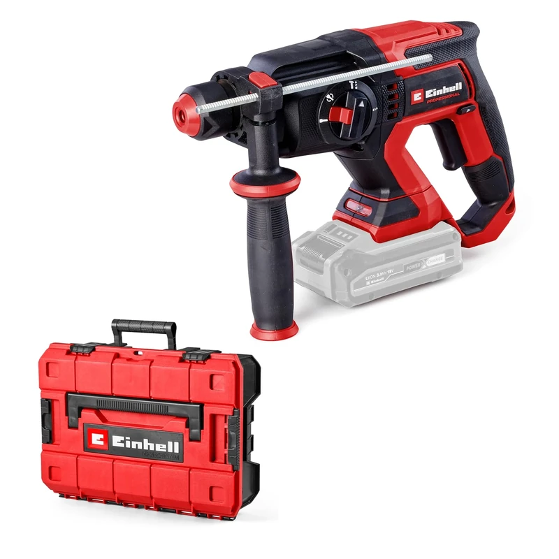 Einhell PXC Professional Cordless SDS Plus Hammer Drill with Case - 2.3J, 18V Brushless 4-in-1 Drill, Impact Drill, Screwdriver and Chisel - TP-HD 18/26 Li Rotary Hammer Drill (Battery Not Included)