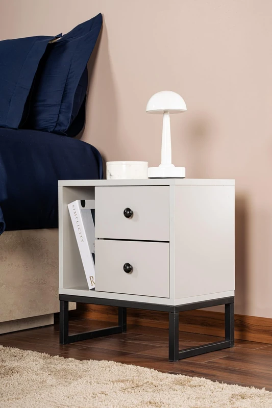 Hanah Home Nightstand, Melamine, Grey Black, One Size