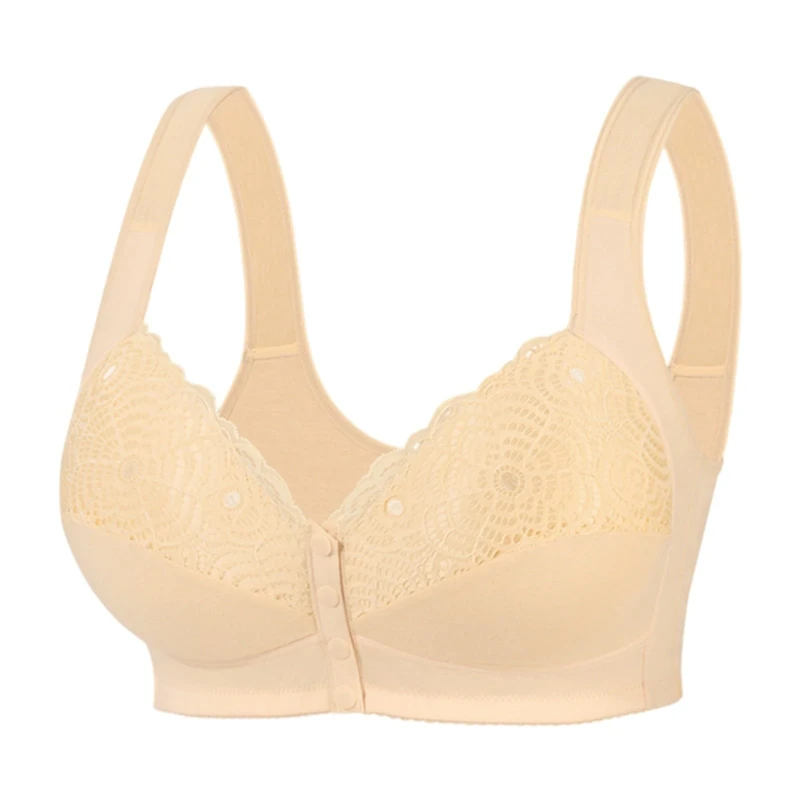 Generic Front Fastening Plus Size Bra for Elderly Women - Wireless