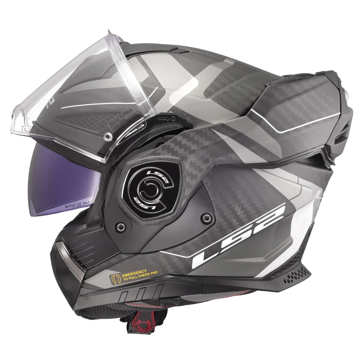 LS2 FF901 Advant X Carbon Black Modular 180° Flip Front Dual Visor Full Face Motorbike Helmet Sport. ECE 22.06 Certified. Pinlock and Backpack Carry Bag - HORIZON SILVER GREY - XXL (63-64cm)