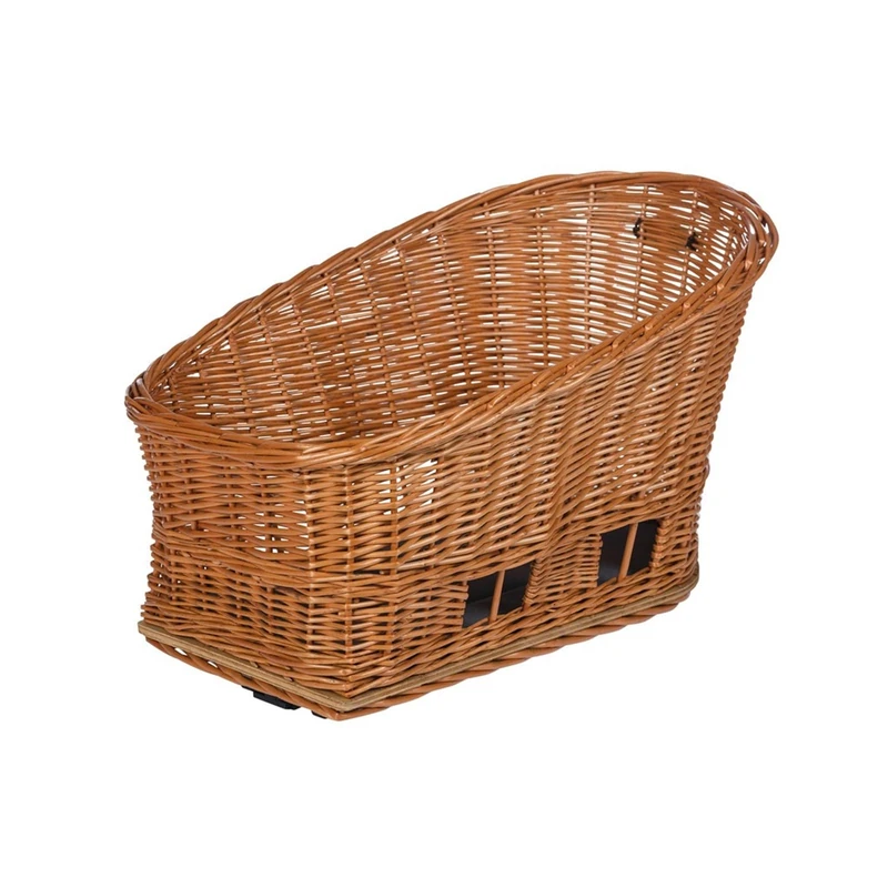Basil Pasja MIK M Rear Dog Bicycle Basket Sustainable Willow Removable Includes Cushion 30 Litres Natural