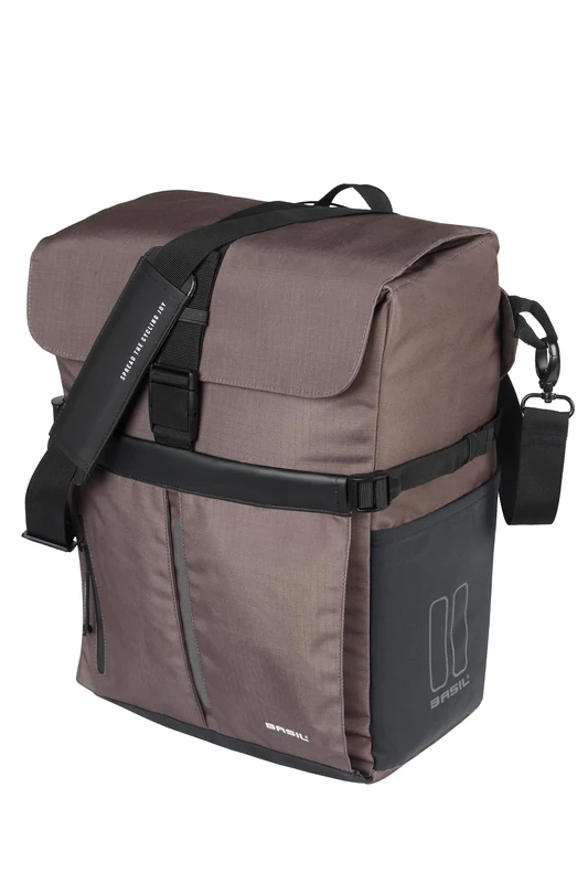 Basil Move MIK Studs 15L Brown Water Resistant Bicycle Shoulder Bag with MIK Studs System Ideal for Commuting and Leisure - Image 1