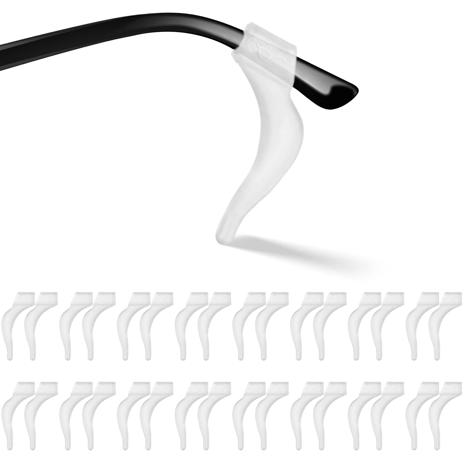 Qufiiry 16 Pairs Silicone Eyeglass Ear Cushions, Anti Slip Glasses Ear Grips Hooks, Glasses Grips Behind Ears, Glasses Accessories, Stop Glasses Slipping Down Nose for Sunglasses, Reading Glasses