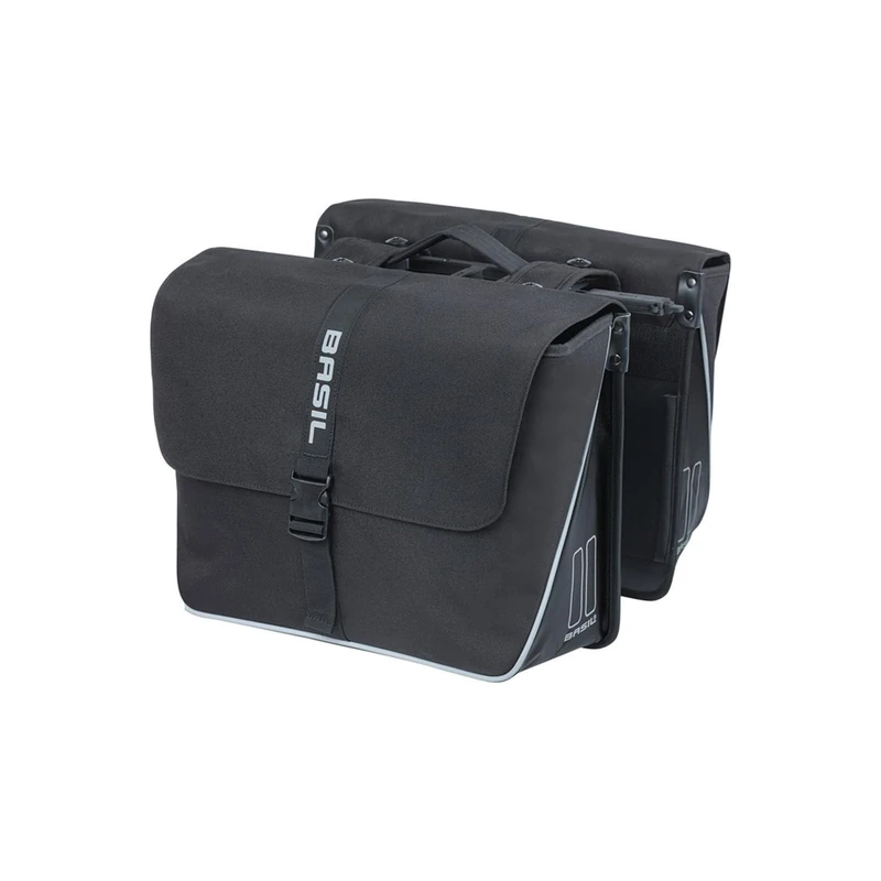 Basil Forte Double Bag MIK - 35L, Black, Water-Repellent, Includes Lockable MIK Adapter Plate, Ideal for Shopping and Commuting - Image 1