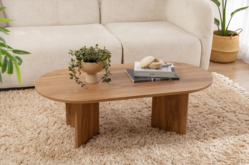 Modern Rustic Coffee Table, Lute, 120 x 60 x 40 | Made from 100% MDF, Thickness: 18 mm | Perfect for Modern Home Office & Study Spaces, Elegant and Functional Design
