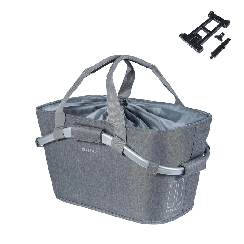 Basil Classic Carry All Bicycle Basket - Rear Wheel - MIK System - Lockable - Weatherproof and Stylish - 22 Litres - Grey